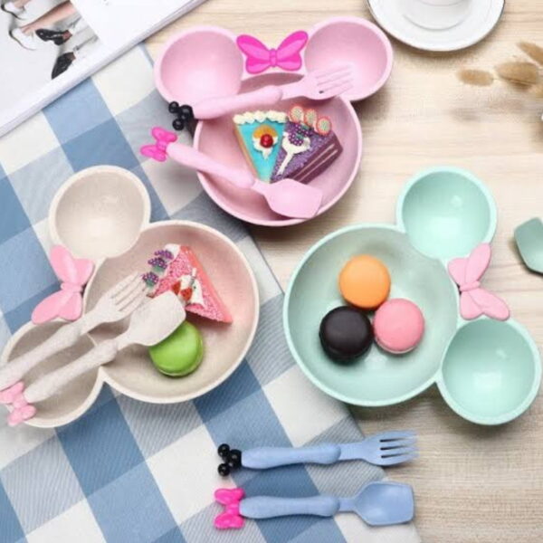 Mickey Mouse Plate With Spoon & Fork Set 3 in 1