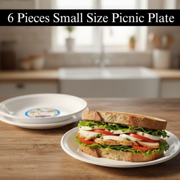 6 Pieces Plastic Small Picnic Plate