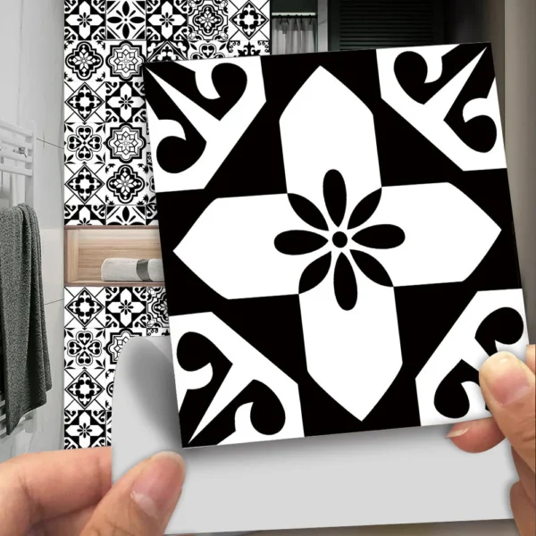 Tile Sticker Black & White ( Pack Of 12 )